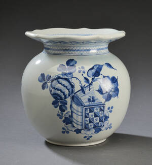 Aluminia. Blå Tranquebar vase af fajance 30731111