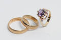 Vintagering med ametyst samt 2 vielsesringe af 14 kt. guld 3