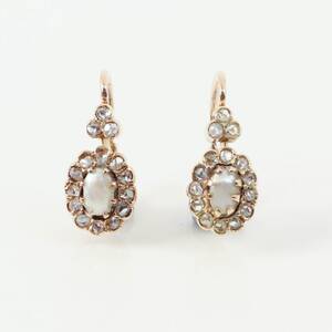 ÖRHÄNGEN 1par, opal och gammalslipade diamanter, Ryssland