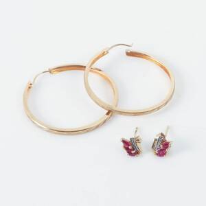 ÖRHÄNGEN 2par, guld 14k, 1.5g