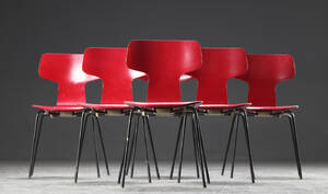 Arne Jacobsen. Seks T-stole, model 3103 6  Denne vare er sat til omsalg under nyt varenummer 4726209