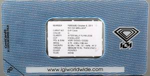 Loose Brilliant cut Diamond Approx. 0.41ct.With IGI Certificate.