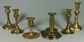 Samling ljusstakar, 6 st, mässing, 1800 samt 1900-tal 6