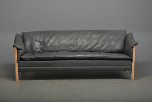 Thams, 3-pers sofa, stel af bøg med gråt læder