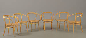 Wienerstole. Sæt på seks armstole af formbøjet bøg 6