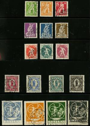 BAYERN. Michel 178-195 1920. Abschiedsausgabe. Stemplet