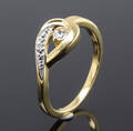 Ring med Cubic zirkonia og diamant, 14 kt. guld