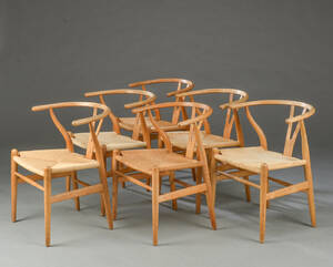 Hans J. Wegner. Seks stole af eg, model CH24 Y-stol 6