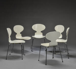 Arne Jacobsen. Sæt på seks stole, model 3101, Myren, 6 