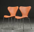 Arne Jacobsen. To syverstole model 3107, cognacfarvet læder 2
