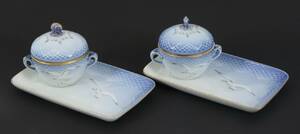 Sockerskålar ett par samt fat ett par, Måsen, Bing  Gröndahl