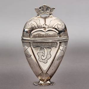 Hjerteformet hovedvandsæg af sølv,  1700-tallets slutning