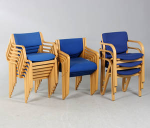 Samling diverse stabelstole, bøgetræ. 14