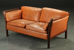 To-pers. sofa, bøg og læder