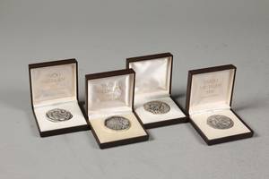 Danmark 4 stk. tivoli medaljer i sølv. 405 gram.