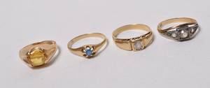 4 Vintageringe af 14 kt. guld