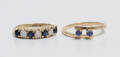 2 vintageringe af guld, ene med safirer, anden med opaler og safirer 2