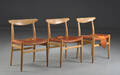 Hans J. Wegner. Et sæt på tre stole, model W2 3