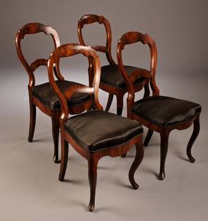 Fire salonstole af mahogni, 1800-tallets sidste halvdel 4