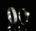 Vintage solitairering og alliancering, 14 kt. hvidguld 2