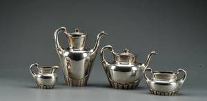 P. Hertz Jugend kaffe- og teservice af sølv, 1921,22  23, 4