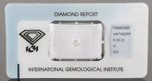 1 Loose Brilliant-cut Diamond 0.33ct.IGI Certificate Included.