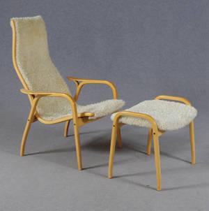 Yngve Ekström, 1913-1988, fåtölj Lamino med fotpall