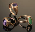 Samling vintageringe af guld 14 kt med sten. 3