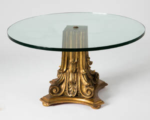 Tisch  Beistelltisch, Holz und Glas