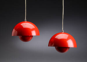Verner Panton, par røde Flowerpot pendler 2 
