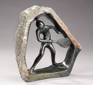 Mashona figur af delvis poleret granit