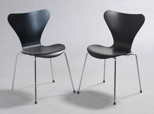 Arne Jacobsen. 7er. Par spisestole, model 3107 2