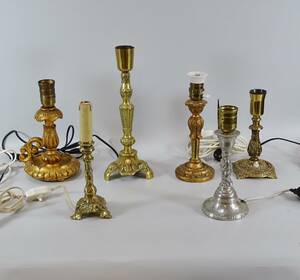 6 st bordslampor, metallträ