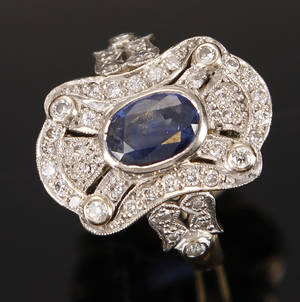 Safir- og brillantring, 18 kt guld og hvidguld