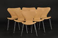 Arne Jacobsen 1902-1971 Sæt på seks stole model 3107 Syveren i naturfarvet læder 6