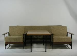 Sofa mit zwei Sesseln und Couchtisch, 1960er Jahre 4