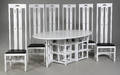 Charles Rennie Mackintosh 1868-1928. Gate Leg Folding Table og seks highback Ingram chairs 7