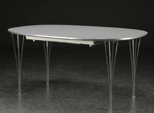 Piet Hein Bruno Mathsson. Super-Ellipse spisebord med to tillægsplader 3