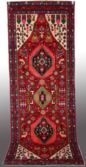 Persisk Färgstark Hamadan, 297 x 115 cm
