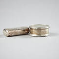 Burk med lock och snusdosa silver