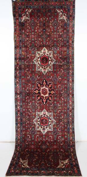 Persisk handknuten gallerimatta Hamedan 308x102 cm.