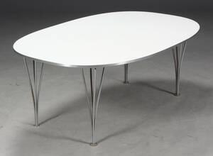 Piet Hein  Bruno Mathsson. Superellipse sofabord, hvid 