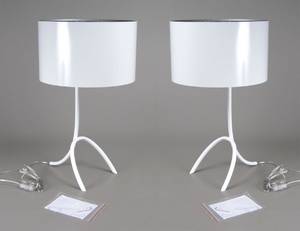 Par Findus bordlamper, hvidlakeret aluminium