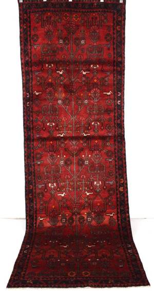 Persisk handknuten gallerimatta, Hamedan 335x112 cm.