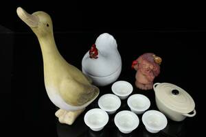 PARTI med bl.a. äggkoppar, Arabia, figurin, Jie