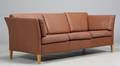 Dansk møbelproducent. 3-pers. sofa, brunt læder