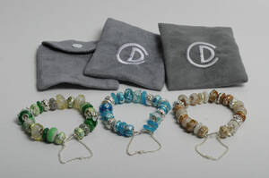 3 armlænker af sterling sølv med charms, 20 cm. 3 