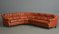 Ulferts, hjørnesofa m. brunt læder, 3 sektioner