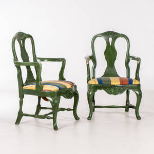 KARMSTOLAR, 1 par, rokokostil, 1900-tal