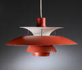 Poul Henningsen. PH5 pendel, rødlakeret
